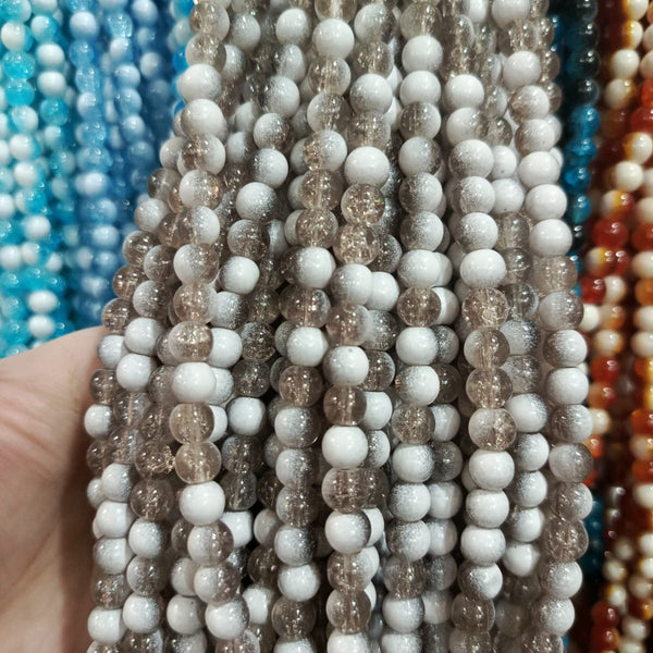 Milky Cracked Bead Strings