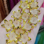 Matte acrylic flower beads with gold borders