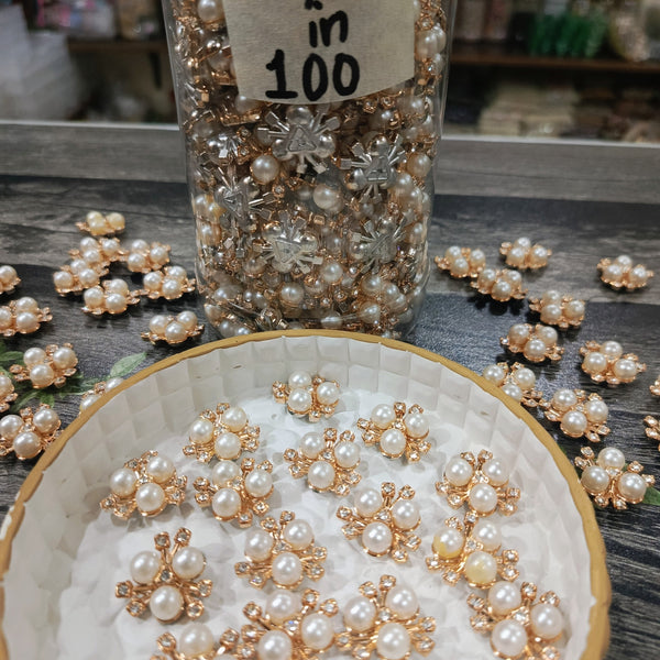 Pearl & Crystal Rhinestone Flatback flowers
