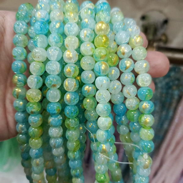 Golden Spark Cracked Bead String 8mm