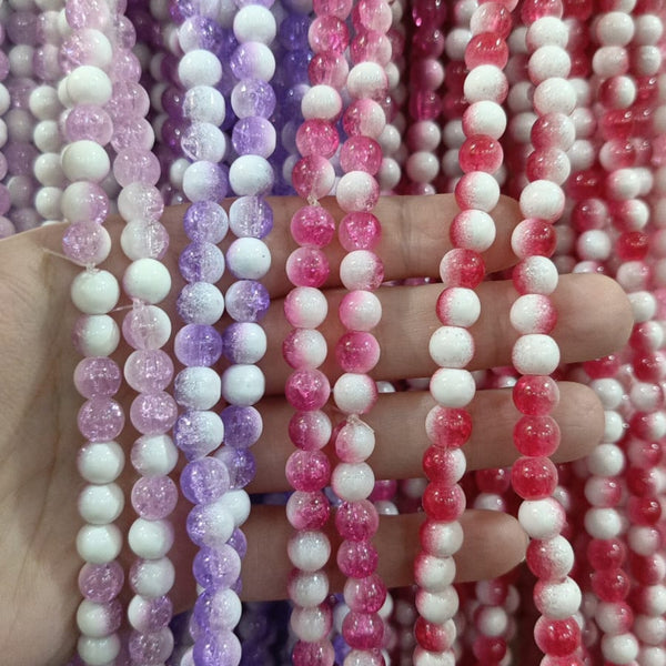 Double Tone Cracked Beads Strings 8mm - teens accessories Pakistan