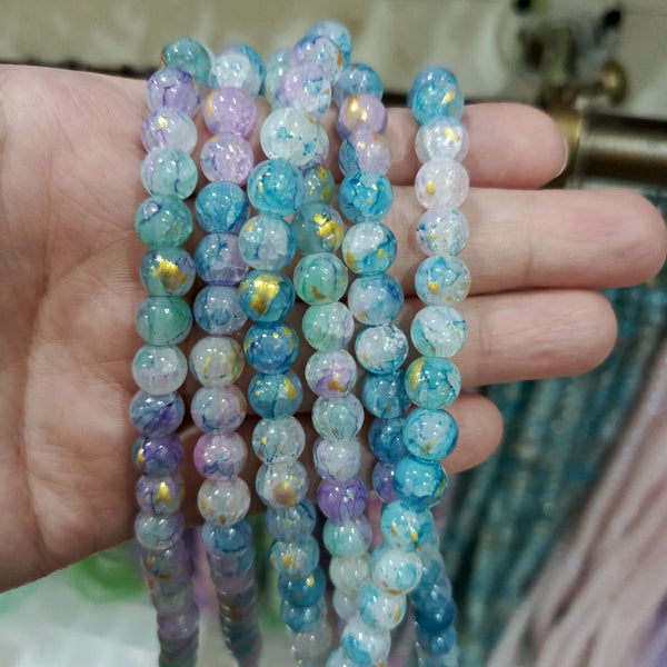 Golden Spark Cracked Bead String 8mm