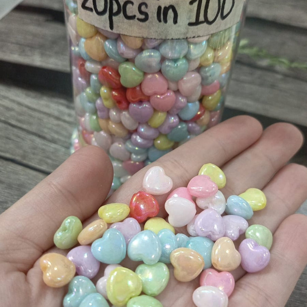 Acrylic coloured hearts beads