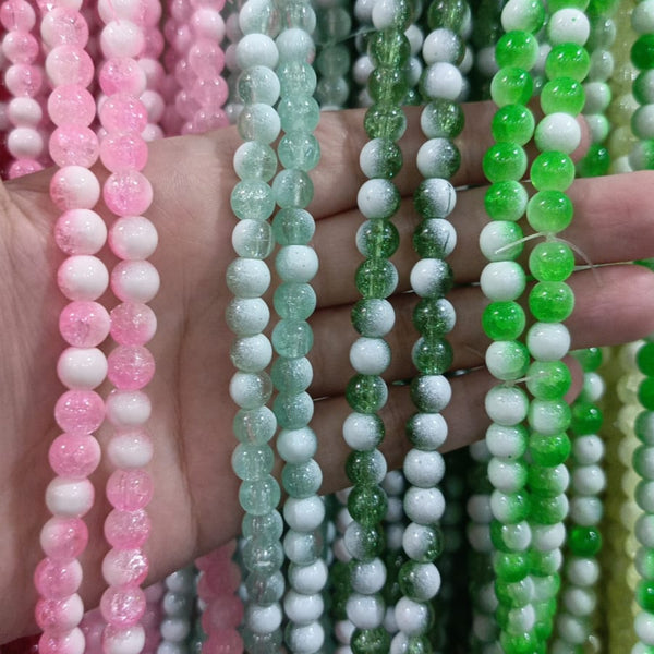Double Tone Cracked Beads Strings 8mm - buy online Pakistan