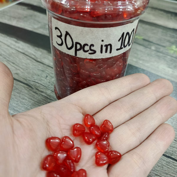 Red heart beads