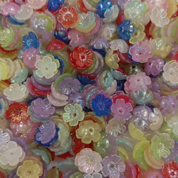 Acrylic flower beads multicolor